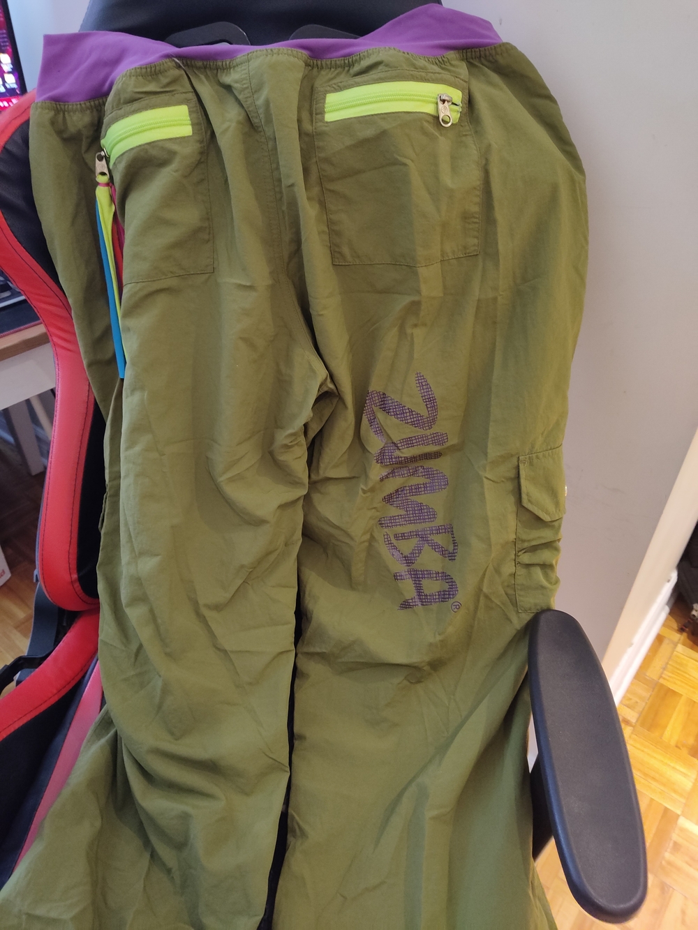 Zumba Fitness Olive Green Pants with Purple Waistband